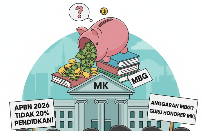 Anggaran pendidikan dipakai MBG digugat guru honorer ke MK karena dinilai tak capai 20 persen sesuai UUD 1945.