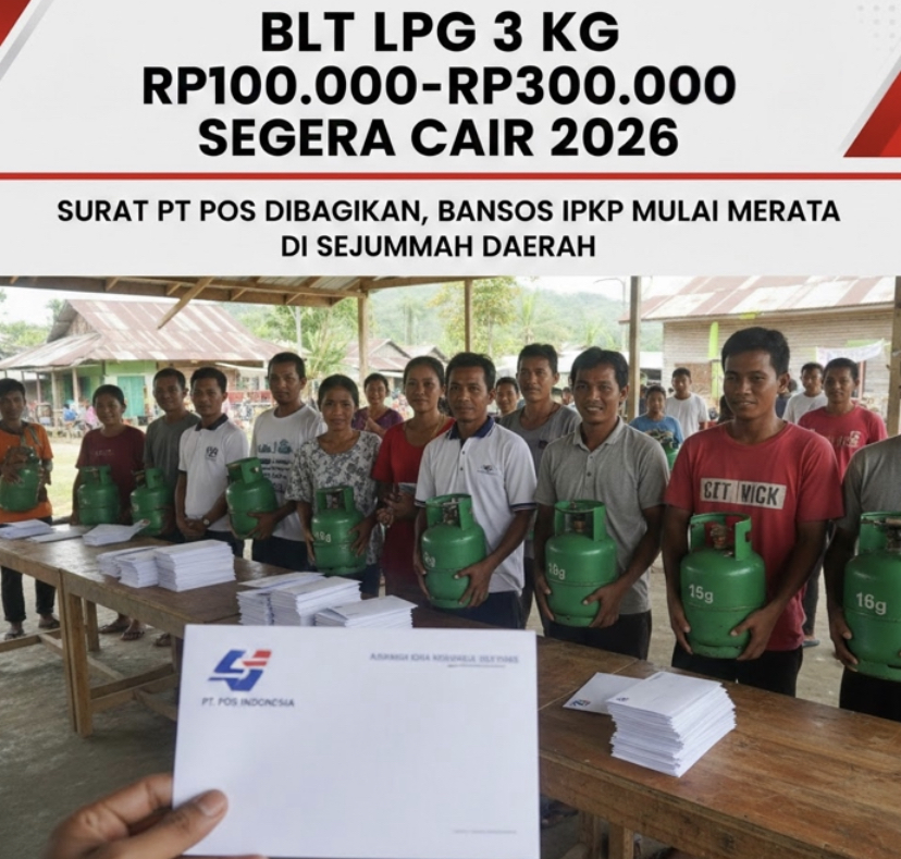 BLT LPG 3 kg Rp100.000&ndash;Rp300.000 segera cair 2026. Surat PT Pos dibagikan, bansos IPKP mulai merata di sejumlah daerah.