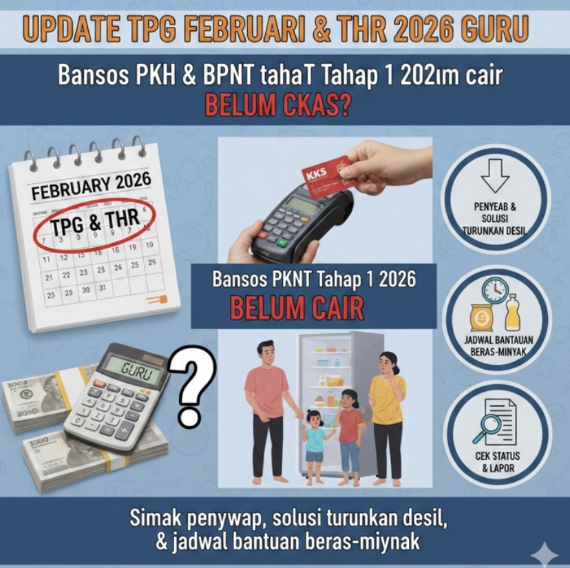 Bansos PKH dan BPNT tahap 1 2026 belum cair di KKS? Simak penyebab, solusi turunkan desil, dan jadwal bantuan beras-minyak.