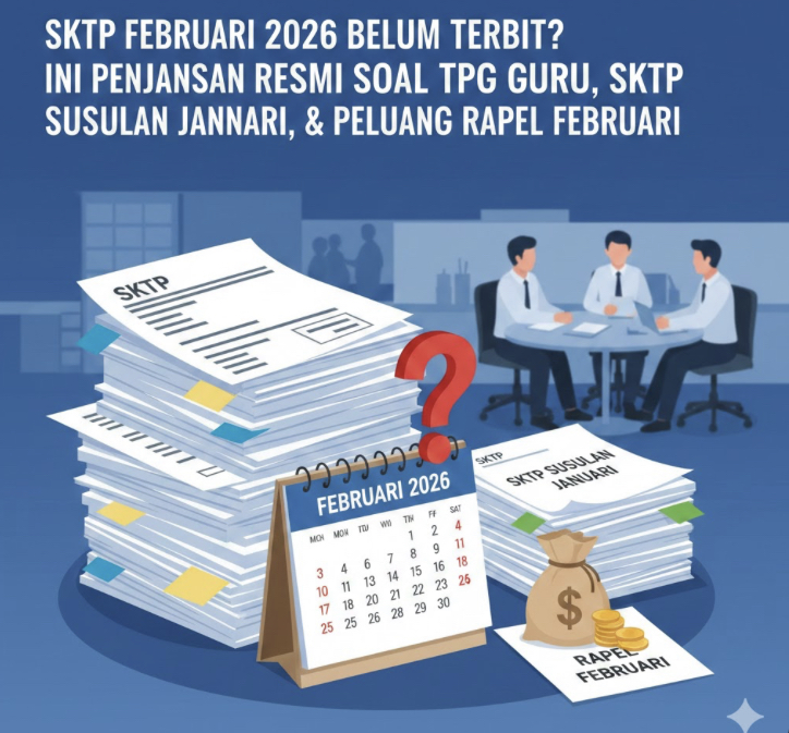 SKTP Februari 2026 belum terbit? Ini penjelasan resmi soal TPG guru, SKTP susulan Januari, dan peluang rapel Februari.