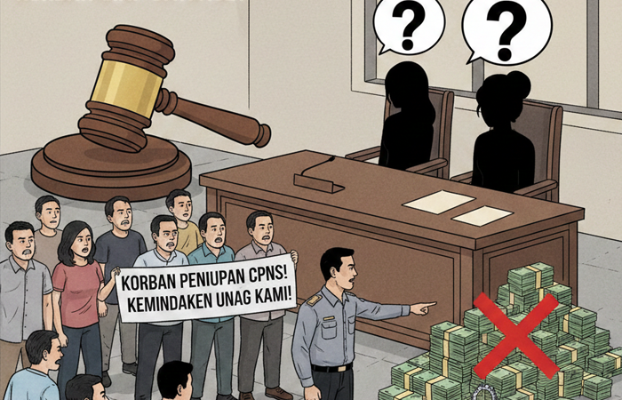 Eksekusi CPNS bodong Rp8,1 miliar, Olivia dan Nia mangkir sidang, 179 korban siap ajukan sita aset.