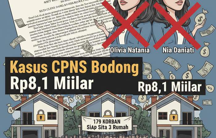 Sidang CPNS bodong Rp8,1 miliar, Olivia dan Nia mangkir, 179 korban siap ajukan sita 3 rumah dan blokir aset.