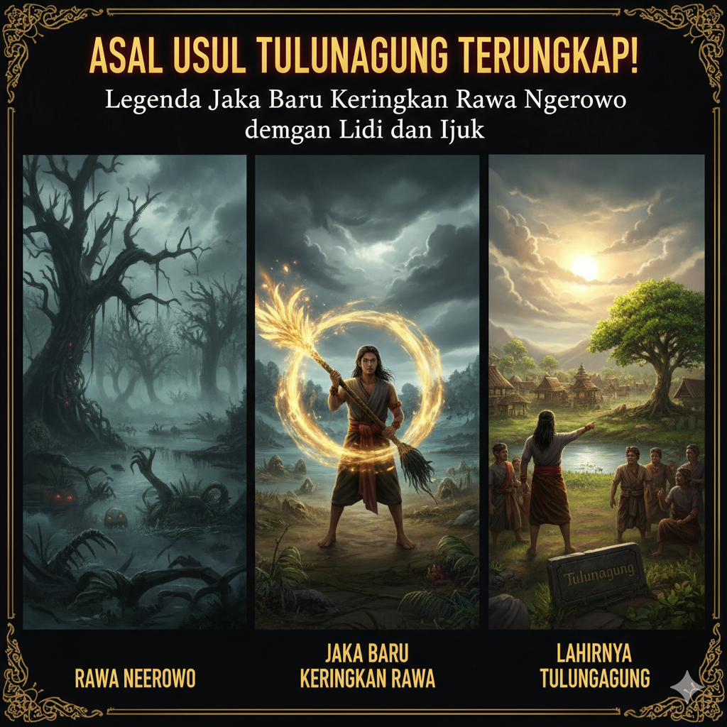 Asal usul Tulungagung terungkap! Legenda Jaka Baru keringkan rawa Ngerowo dengan lidi dan ijuk.