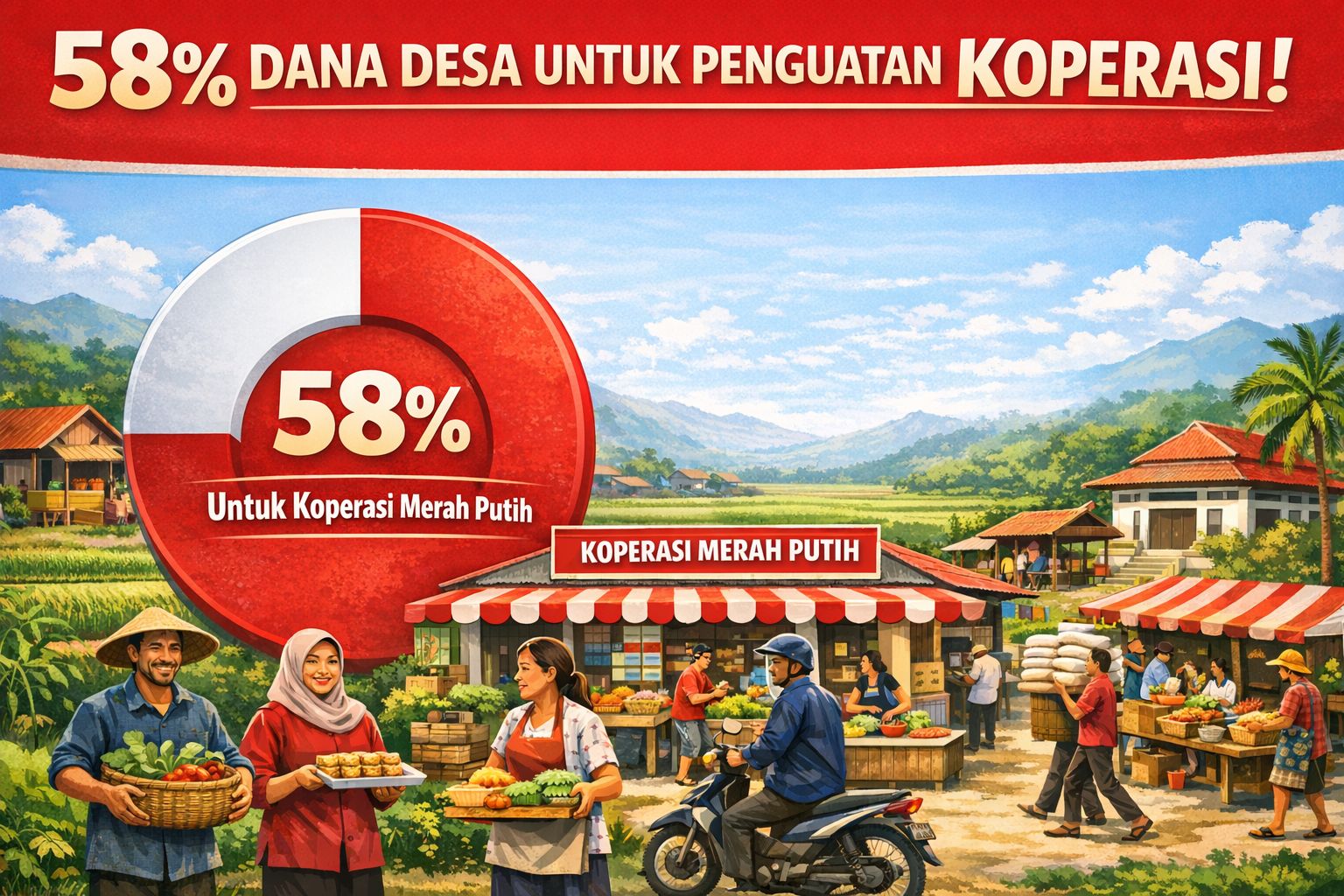 Kebijakan 58% anggaran desa untuk Koperasi Merah Putih menuai kritik, rawan penyalahgunaan dan mengganggu proyek infrastruktur desa.