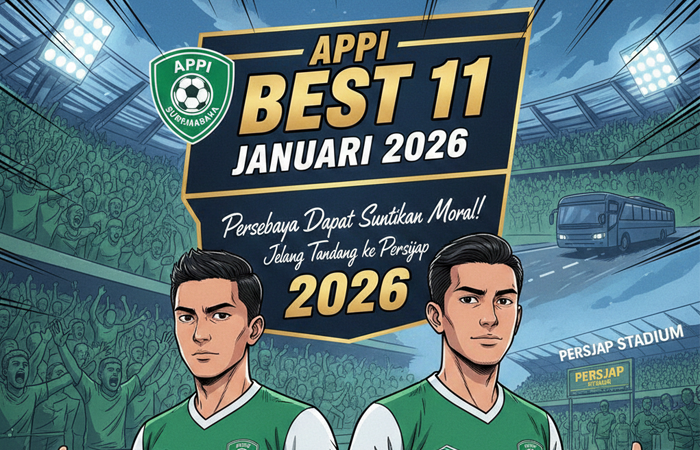 Bruno Moreira dan Tony Firmansyah masuk APPI Best 11 Januari 2026, jadi suntikan moral Persebaya jelang lawan Persijap.