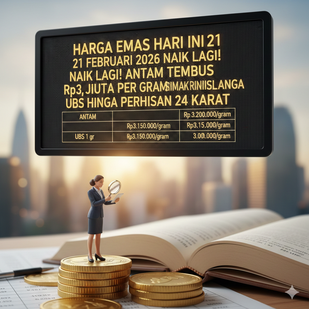 Harga Emas Hari Ini 21 Februari 2026 Naik Lagi! Antam Tembus Rp3,2 Juta per Gram, Simak Rincian Lengkap UBS hingga Perhiasan 24 Karat