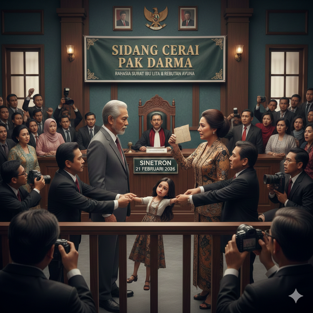 Sinopsis Sinetron 21 Februari 2026: Sidang Cerai Pak Darma Memanas, Rahasia Surat Ibu Lita dan Rebutan Ayuna Bikin Geger
