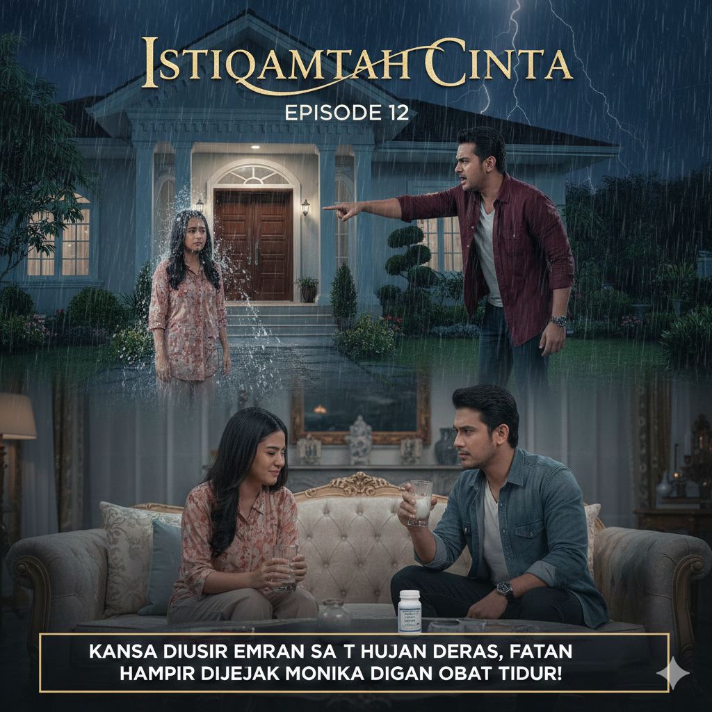 Rangkuman Istiqamah Cinta Episode 12: Kansa Diusir Emran Saat Hujan Deras, Fatan Hampir Dijebak Monika dengan Obat Tidur!