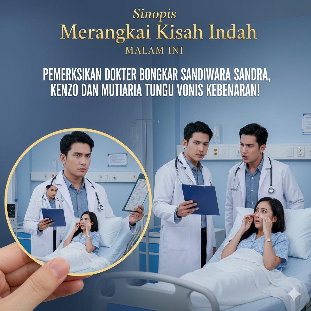 Sinopsis Merangkai Kisah Indah Malam Ini: Pemeriksaan Dokter Bongkar Sandiwara Sandra, Kenzo dan Mutiara Tunggu Vonis Kebenaran!  