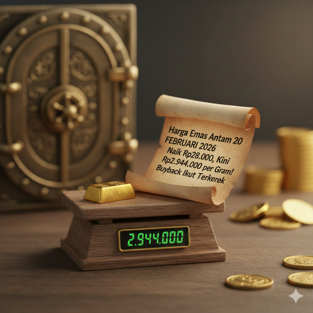 Harga Emas Antam 20 Februari 2026 Naik Rp28.000, Kini Rp2.944.000 per Gram! Buyback Ikut Terkerek