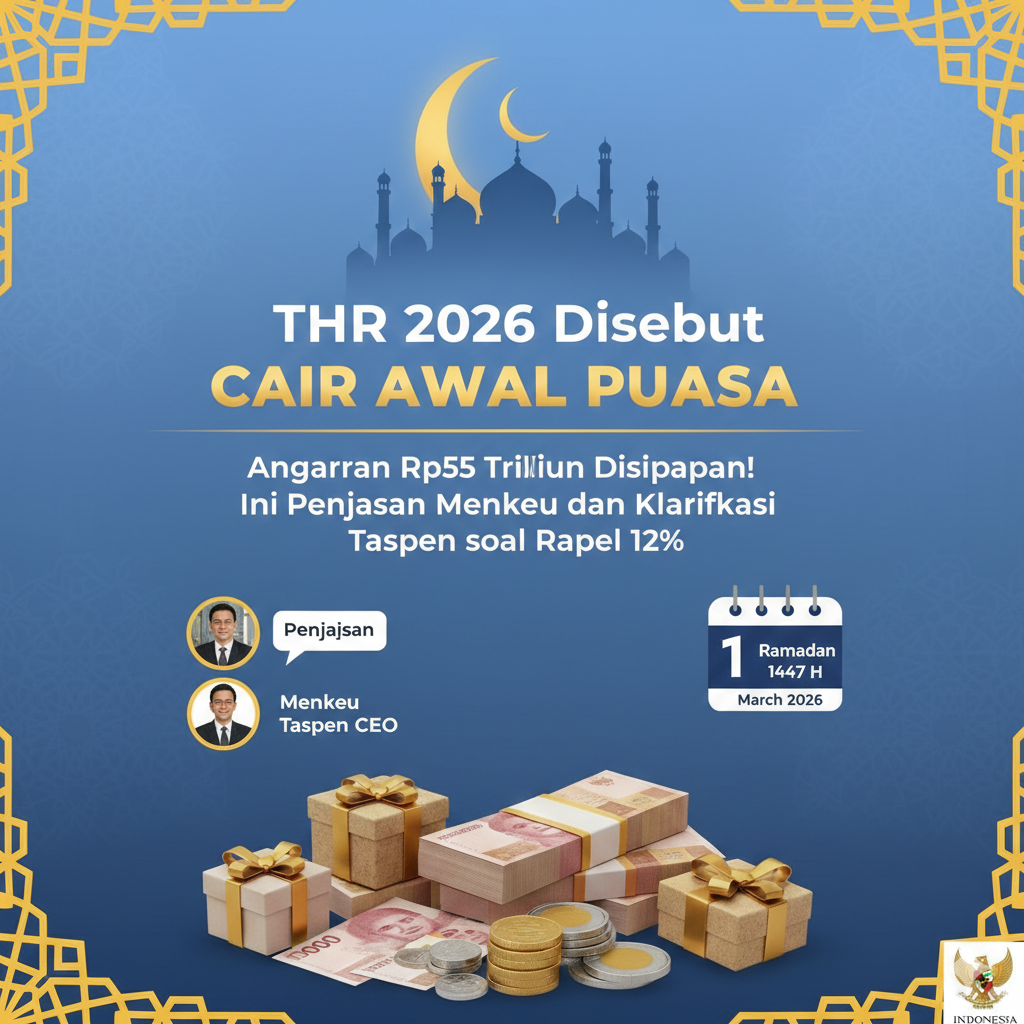 THR 2026 Disebut Cair Awal Puasa, Anggaran Rp55 Triliun Disiapkan! Ini Penjelasan Menkeu dan Klarifikasi Taspen soal Rapel 12%