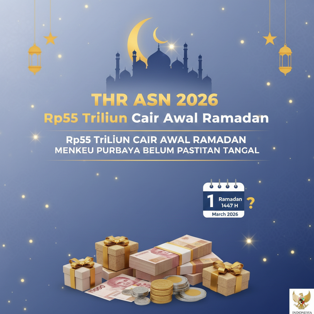 THR ASN 2026 Rp55 Triliun Cair Awal Ramadan, Menkeu Purbaya Belum Pastikan Tanggal