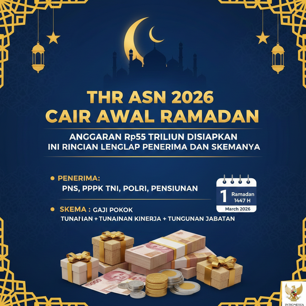THR ASN 2026 Cair Awal Ramadan, Anggaran Rp55 Triliun Disiapkan, Ini Rincian Lengkap Penerima dan Skemanya