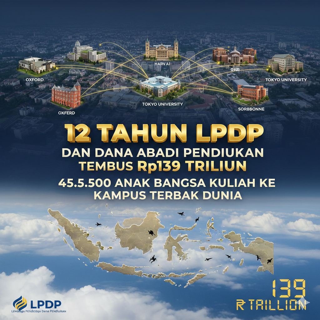 12 Tahun LPDP dan Dana Abadi Pendidikan Tembus Rp139 Triliun, 45.500 Anak Bangsa Kuliah ke Kampus Terbaik Dunia