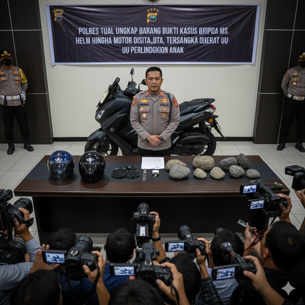 Polres Tual Ungkap Barang Bukti Kasus Bripda MS, Helm hingga Motor Disita, Tersangka Dijerat UU Perlindungan Anak
