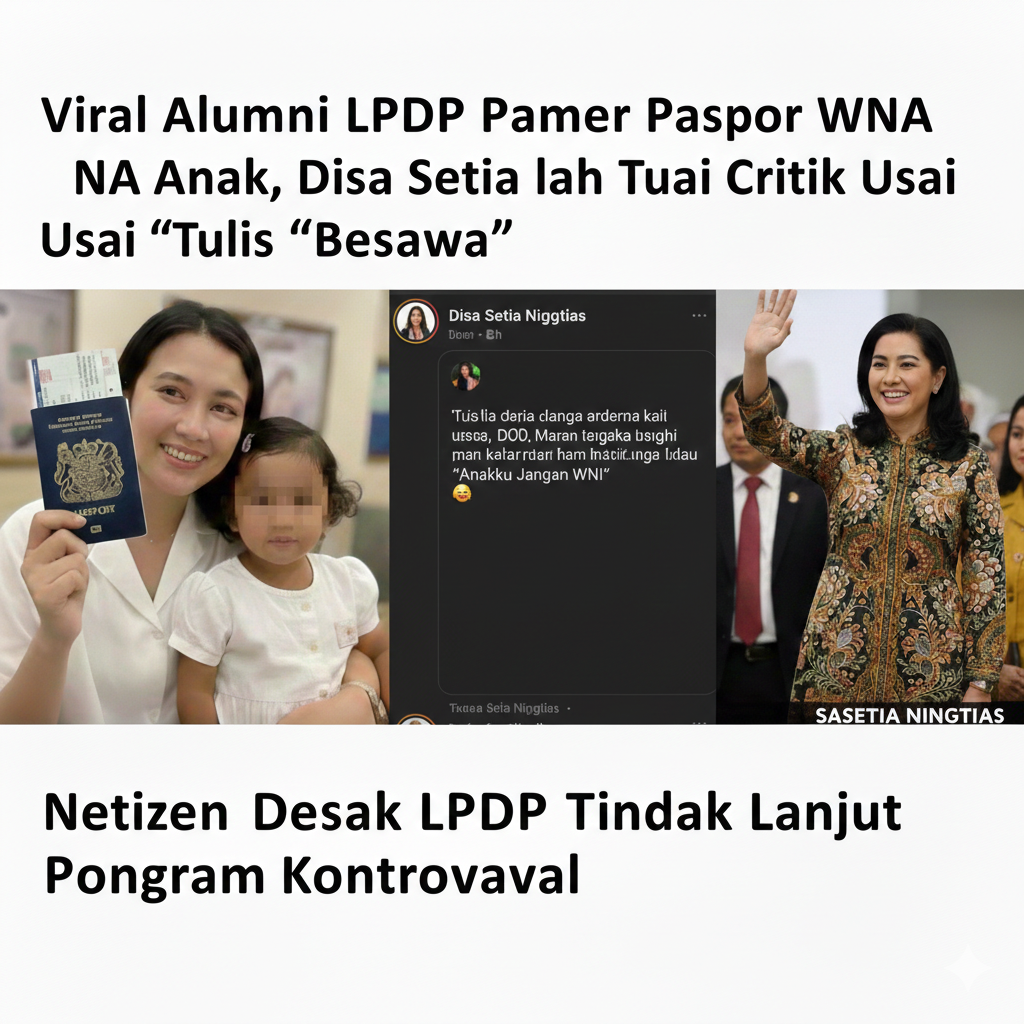 Viral Alumni LPDP Pamer Paspor WNA Anak, Disa Setia Ningtias Tuai Kritik Usai Tulis &ldquo;Anakku Jangan WNI&rdquo;