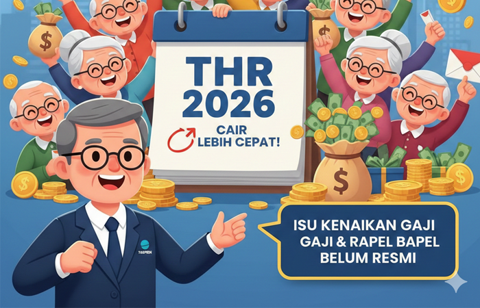 THR 2026 pensiunan dipastikan cair awal Ramadan dengan anggaran Rp55 triliun. Taspen tegaskan isu kenaikan gaji dan rapel belum resmi.