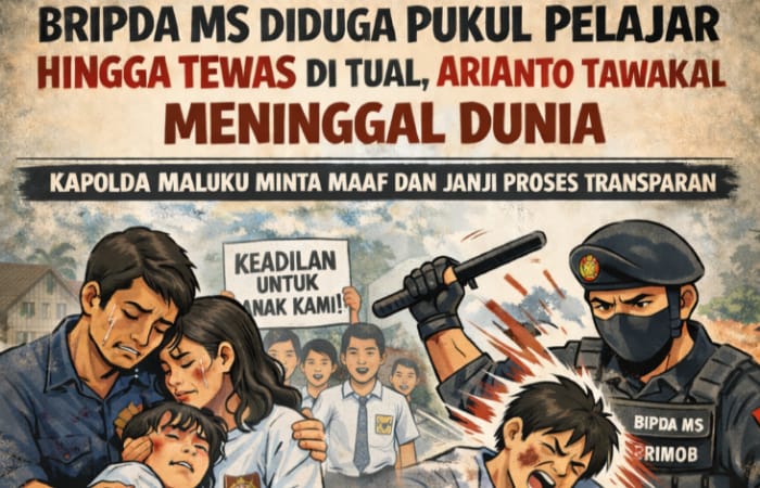BIPDA MS diduga pukul pelajar hingga tewas di Tual. Arianto meninggal, Kapolda Maluku janji proses hukum transparan.