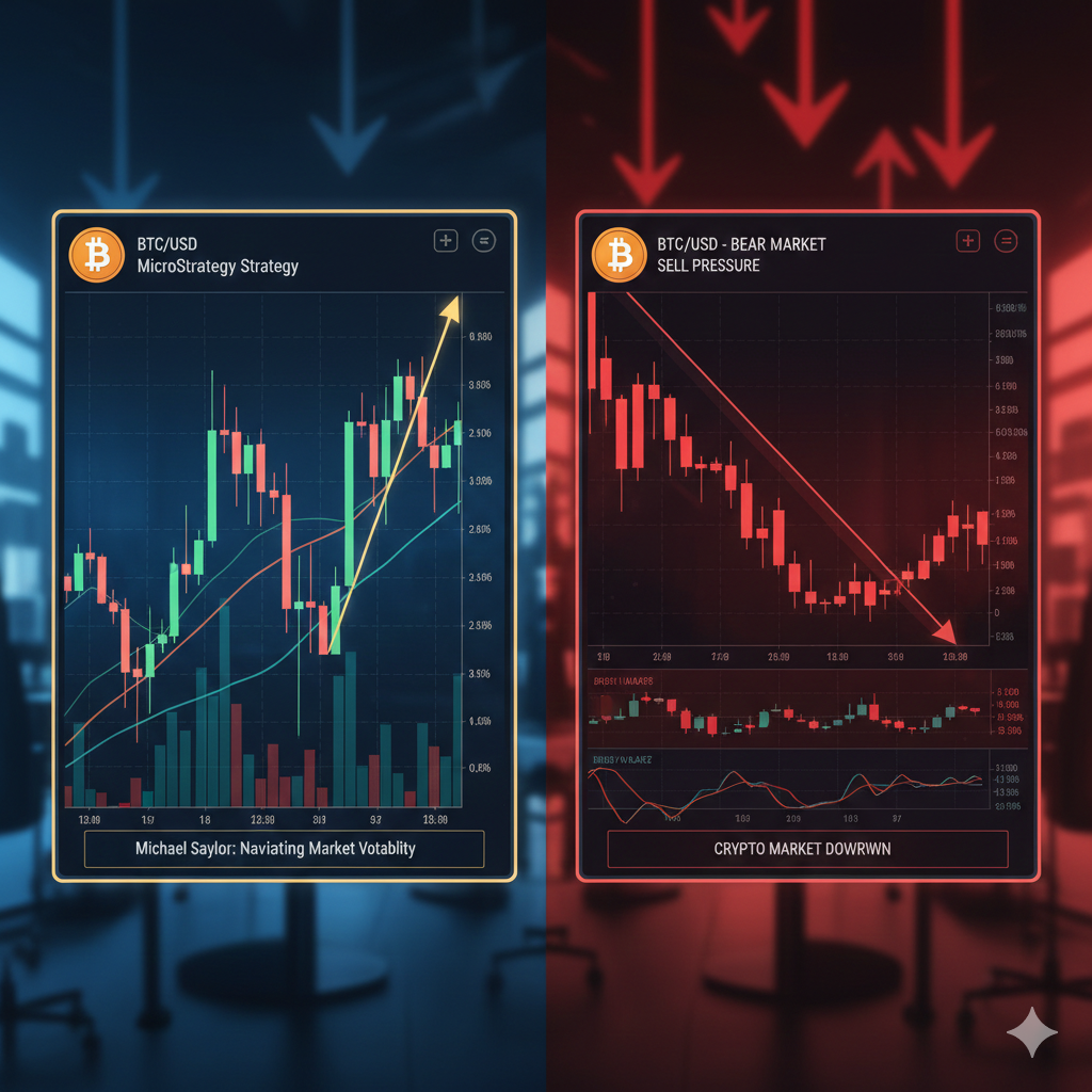 Grafik harga Bitcoin menunjukkan tren melemah saat bear market kripto, membuat investor diminta fokus bertahan dan memperketat manajemen risiko.