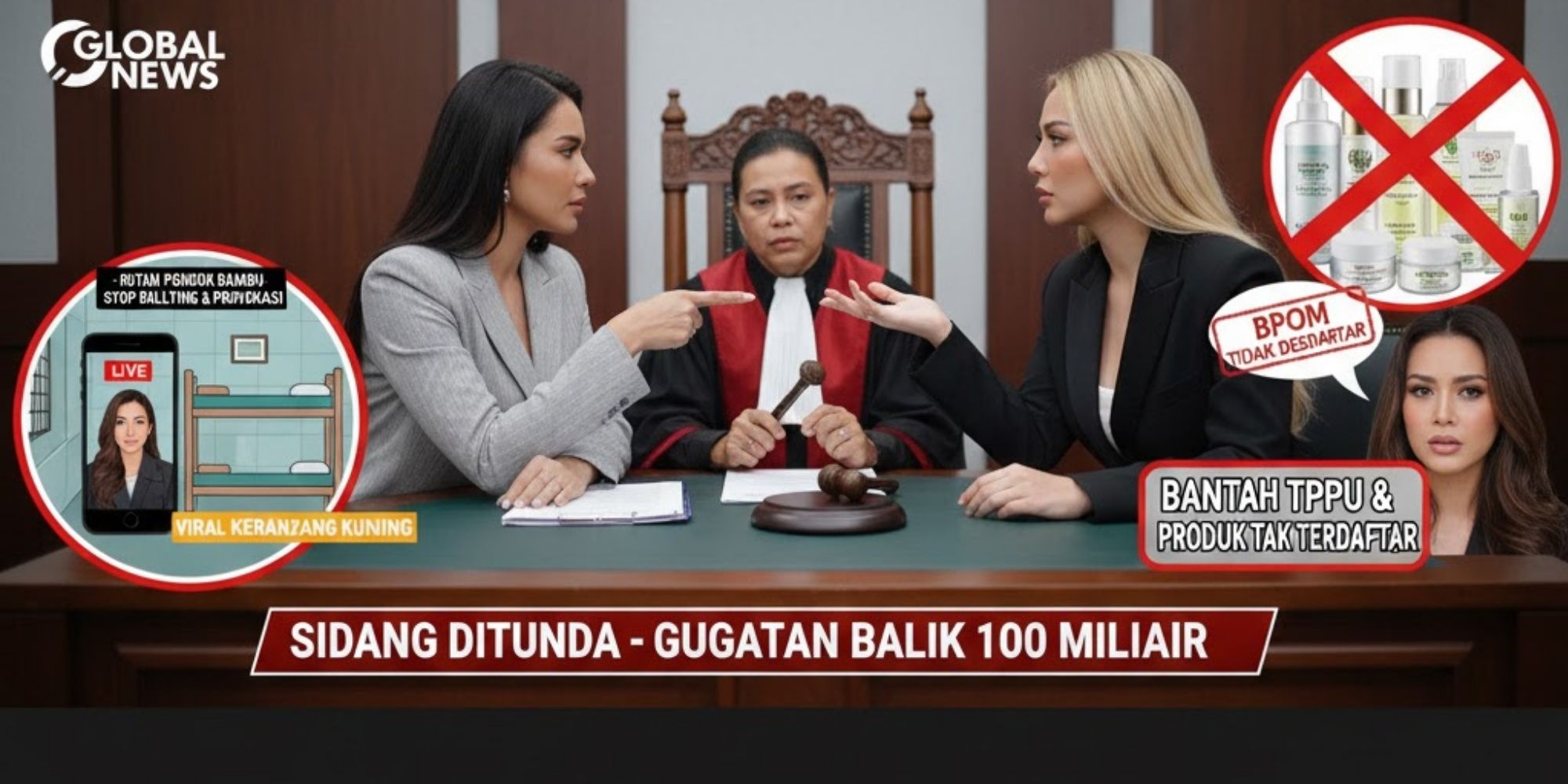 Sidang skincare berbahaya memanas, Nikita Mirzani bantah TPPU dan tudingan soal produk tak terdaftar BPOM.  