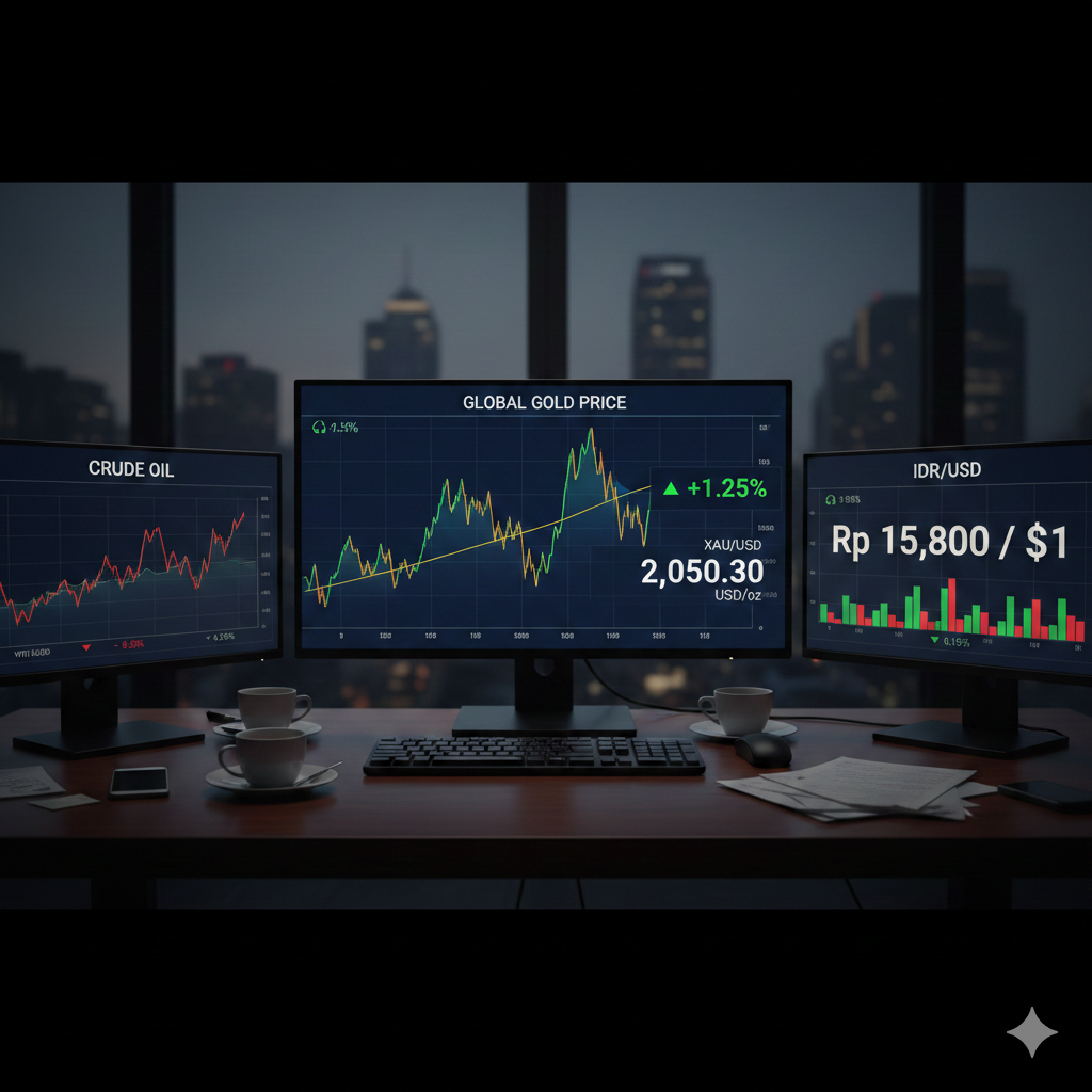 Harga emas dunia terkoreksi usai menyentuh level tertinggi tiga pekan akibat penguatan dolar AS. Rupiah melemah ke kisaran Rp16.800 per dolar, sementara saham MDKA menguat seiring percepatan proyek 