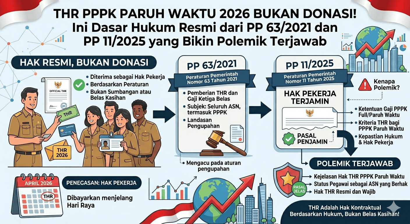 THR PPPK Paruh Waktu 2026 Bukan Donasi! Ini Dasar Hukum Resmi dari PP 63/2021 dan PP 11/2025 yang Bikin Polemik Terjawab