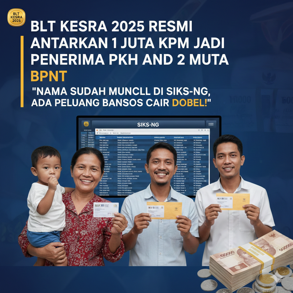 BLT Kesra 2025 Resmi Antarkan 1 Juta KPM Jadi Penerima PKH dan 2 Juta BPNT, Nama Sudah Muncul di SIKS-NG, Ada Peluang Bansos Cair Dobel!