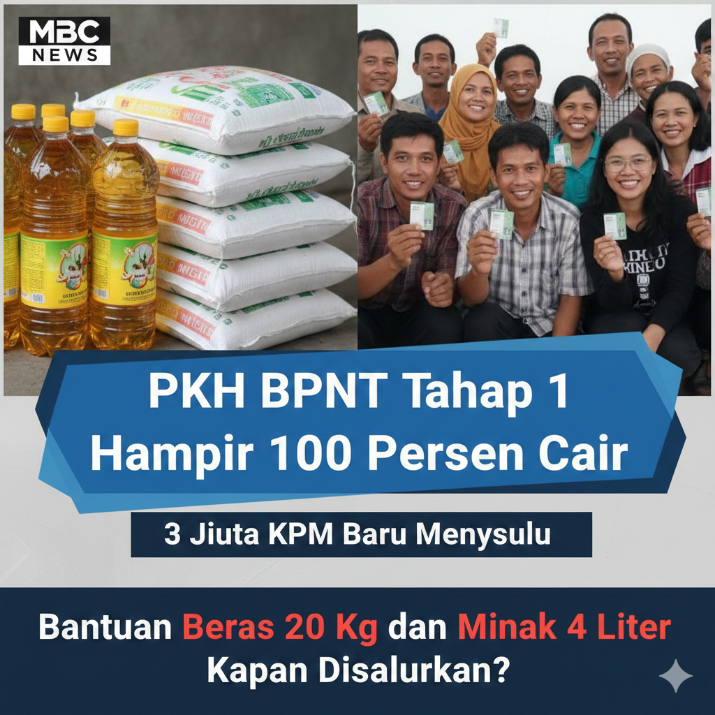 PKH BPNT 2026 Tahap 1 Hampir 100 Persen Cair, 3 Juta KPM Baru Menyusul, Bantuan Beras 20 Kg dan Minyak 4 Liter Kapan Disalurkan?