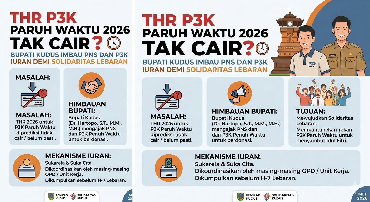 THR P3K Paruh Waktu 2026 Tak Cair? Bupati Kudus Imbau PNS dan P3K Iuran Demi Solidaritas Lebaran