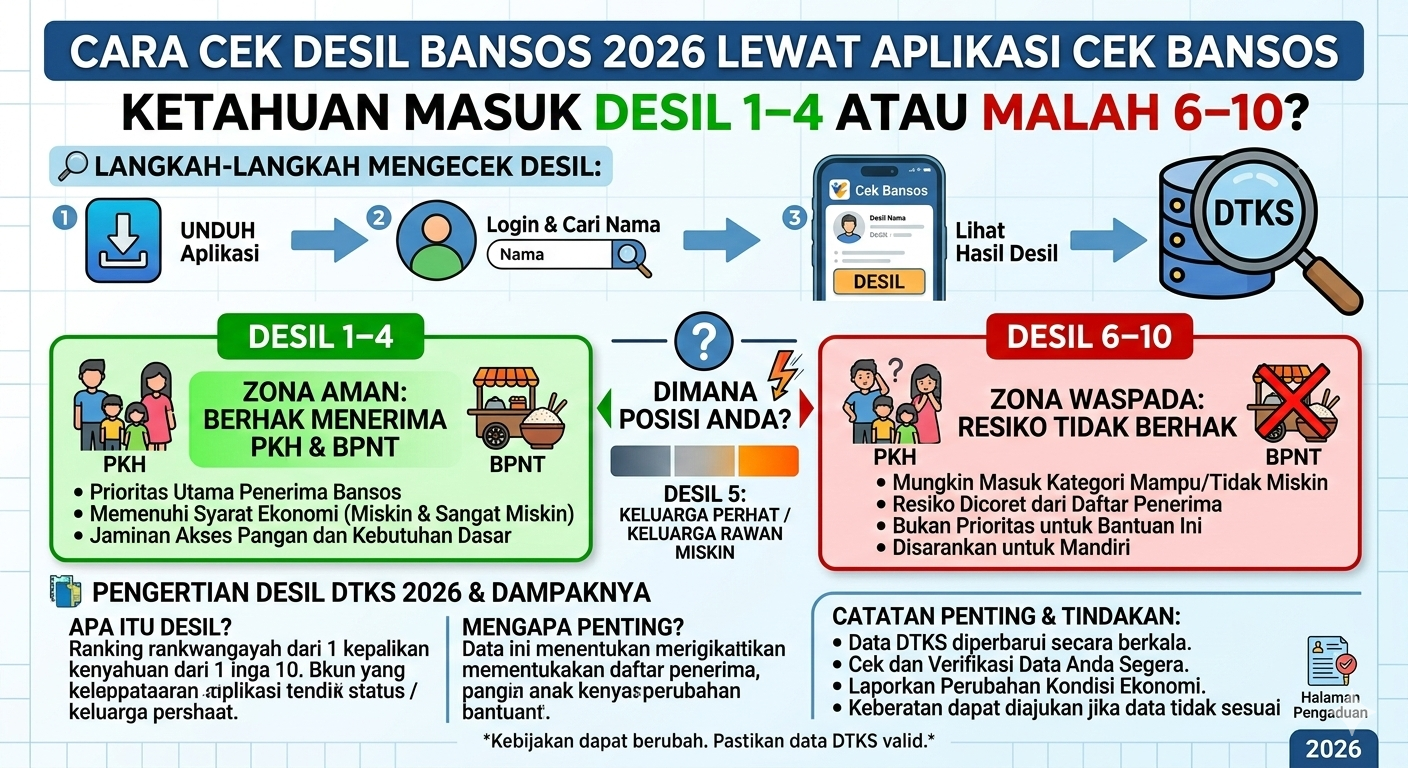 Cara Cek Desil Bansos 2026 Lewat Aplikasi Cek Bansos, Ketahuan Masuk Desil 1&ndash;4 atau Malah 6&ndash;10? Ini Dampaknya ke PKH dan BPNT  