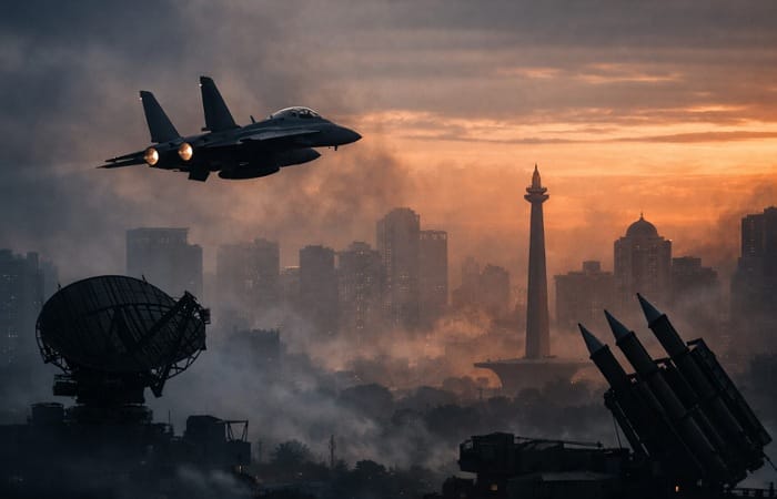 Air strike menghancurkan Jakarta? Doktrin pertahanan Indonesia dan penguatan air power jadi sorotan hadapi perang modern.