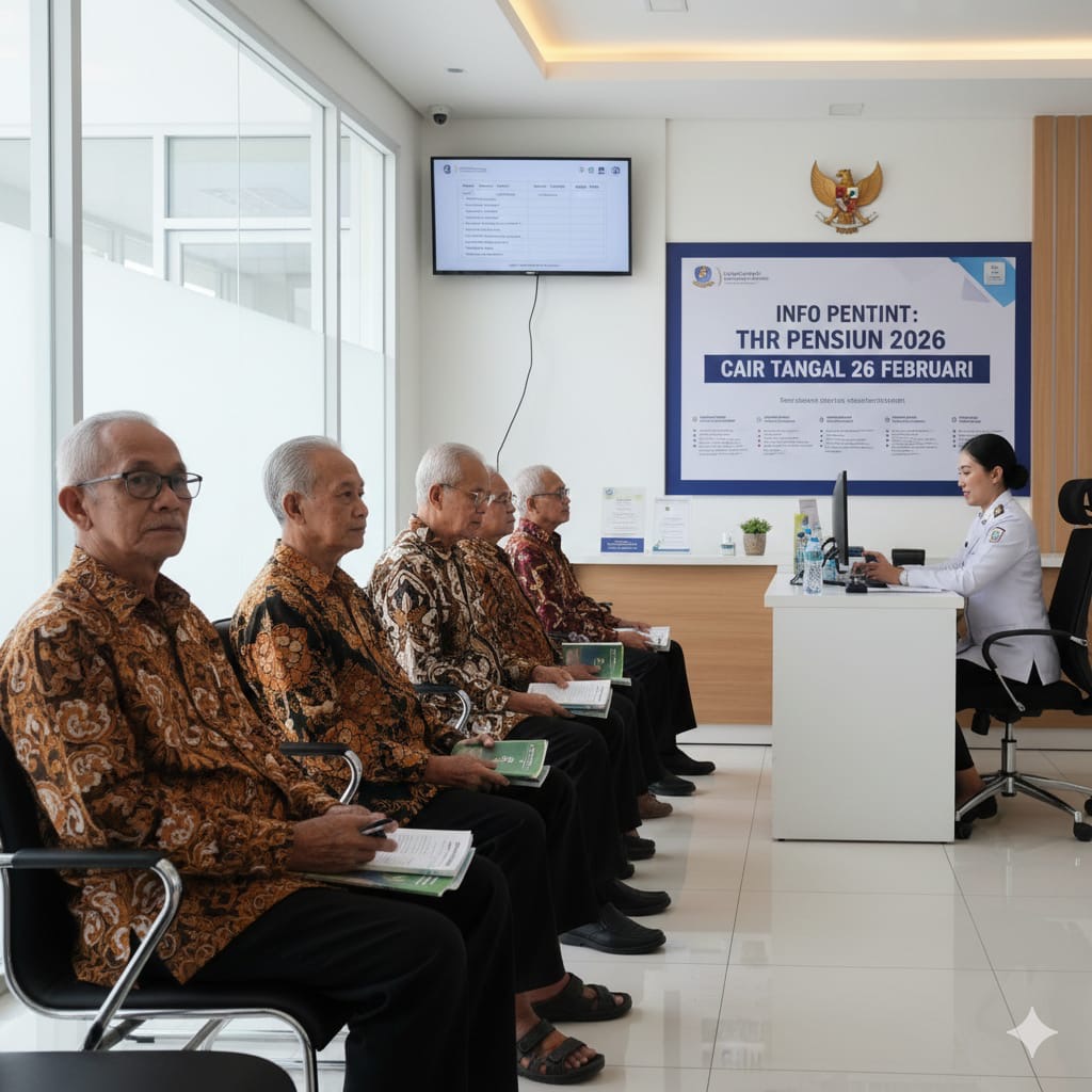 THR Pensiunan 2026 disebut cair 26 Februari. PT TASPEN Kediri tegaskan belum ada keputusan kenaikan pensiun resmi.