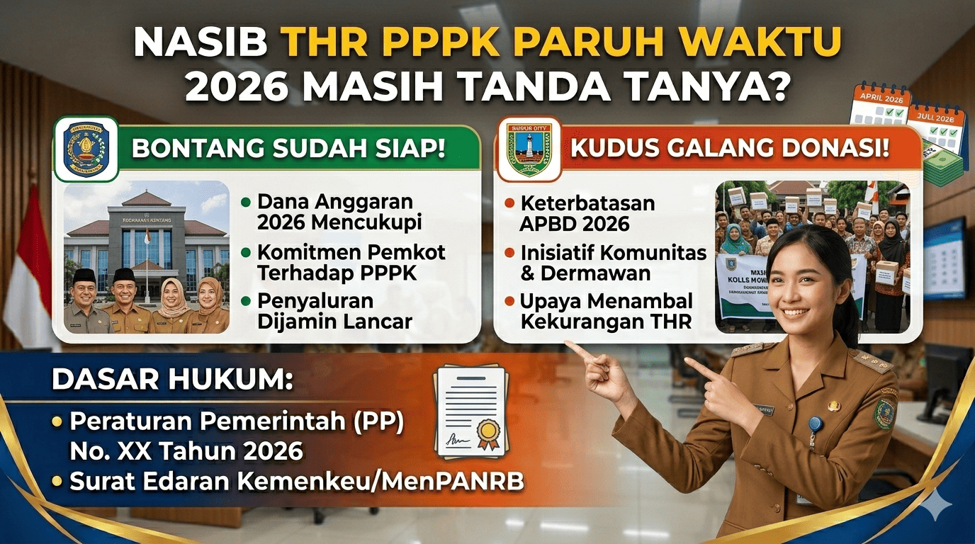 Judul: Nasib THR PPPK Paruh Waktu 2026 Masih Tanda Tanya? Bontang Sudah Siap, Kudus Galang Donasi!  Berita: RADAR TULUNGAGUNG &ndash; Polemik THR PPPK Paruh Waktu 2026 kembali jadi perbincangan hangat di ka