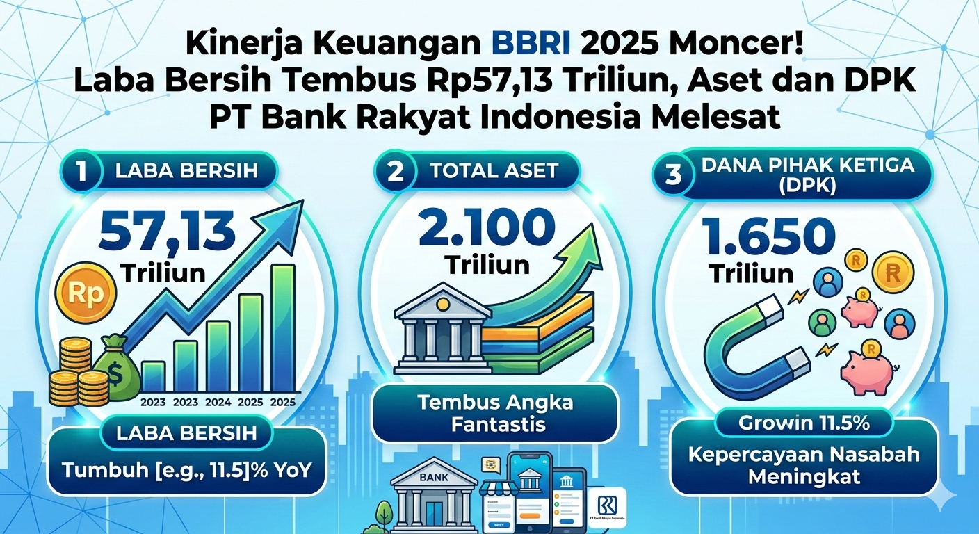 Kinerja Keuangan BBRI 2025 Moncer! Laba Bersih Tembus Rp57,13 Triliun, Aset dan DPK PT Bank Rakyat Indonesia Melesat