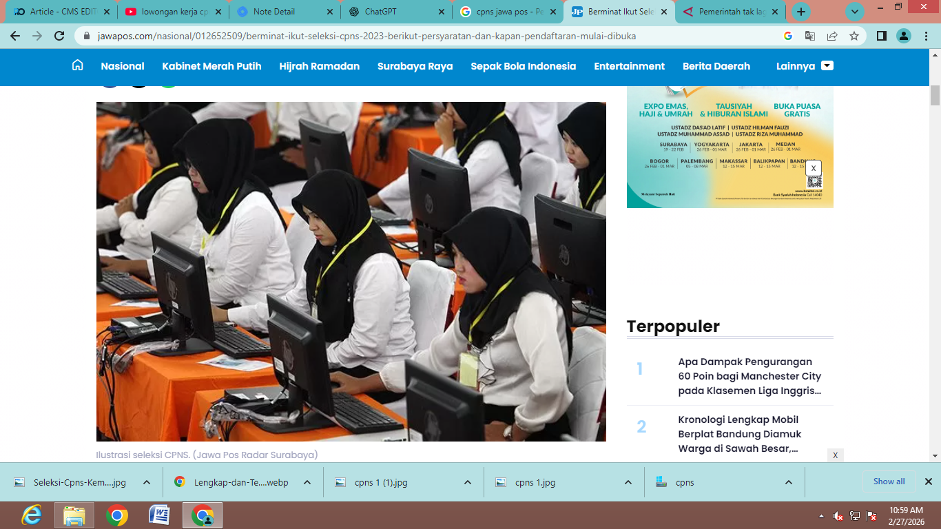 Seleksi CPNS 2026 akan digelar, namun jumlah formasi dan jadwal resmi masih menunggu perhitungan yang matang. (Sumber: Jawa Pos)