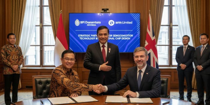Presiden Prabowo Subianto menyaksikan penandatanganan kerja sama BPI Danantara dengan ARM Limited di London, Senin (23/2/2026). Kemitraan ini menargetkan pelatihan 15.000 engineer Indonesia dan pengua