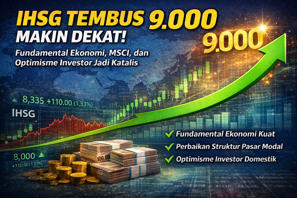 IHSG tembus 9.000 makin realistis didukung fundamental ekonomi kuat, reformasi pasar modal, dan optimisme investor domestik.