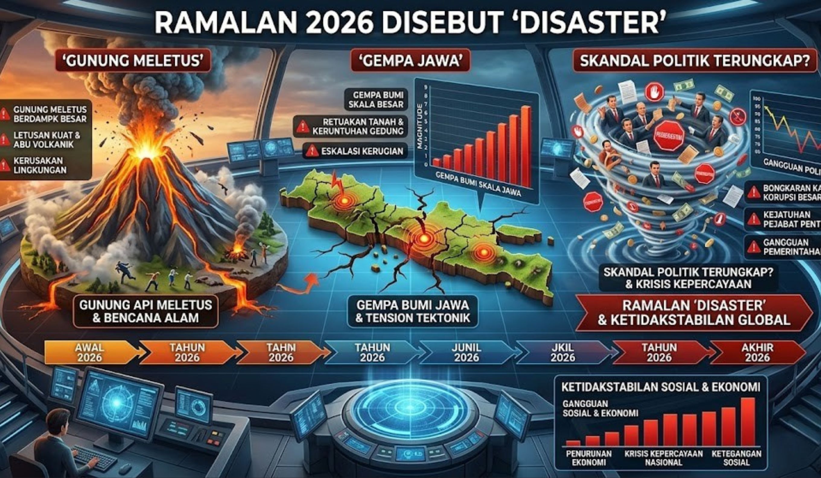 Ramalan 2026 sebut potensi gunung meletus, gempa Jawa, skandal politik hingga tekanan ekonomi. Benarkah Indonesia hadapi tahun &ldquo;disaster&rdquo;?