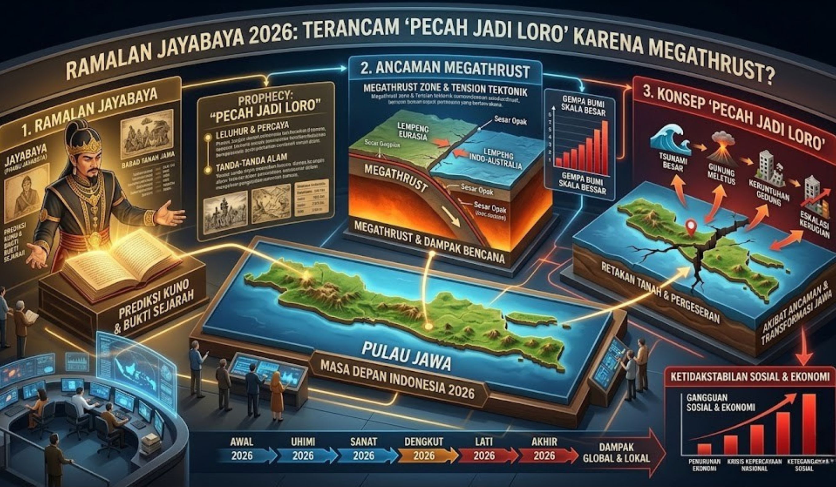 Ramalan Jayabaya 2026 soal Jawa pecah jadi dua, megathrust, krisis global hingga zaman kalabendu. Mitos atau peringatan?