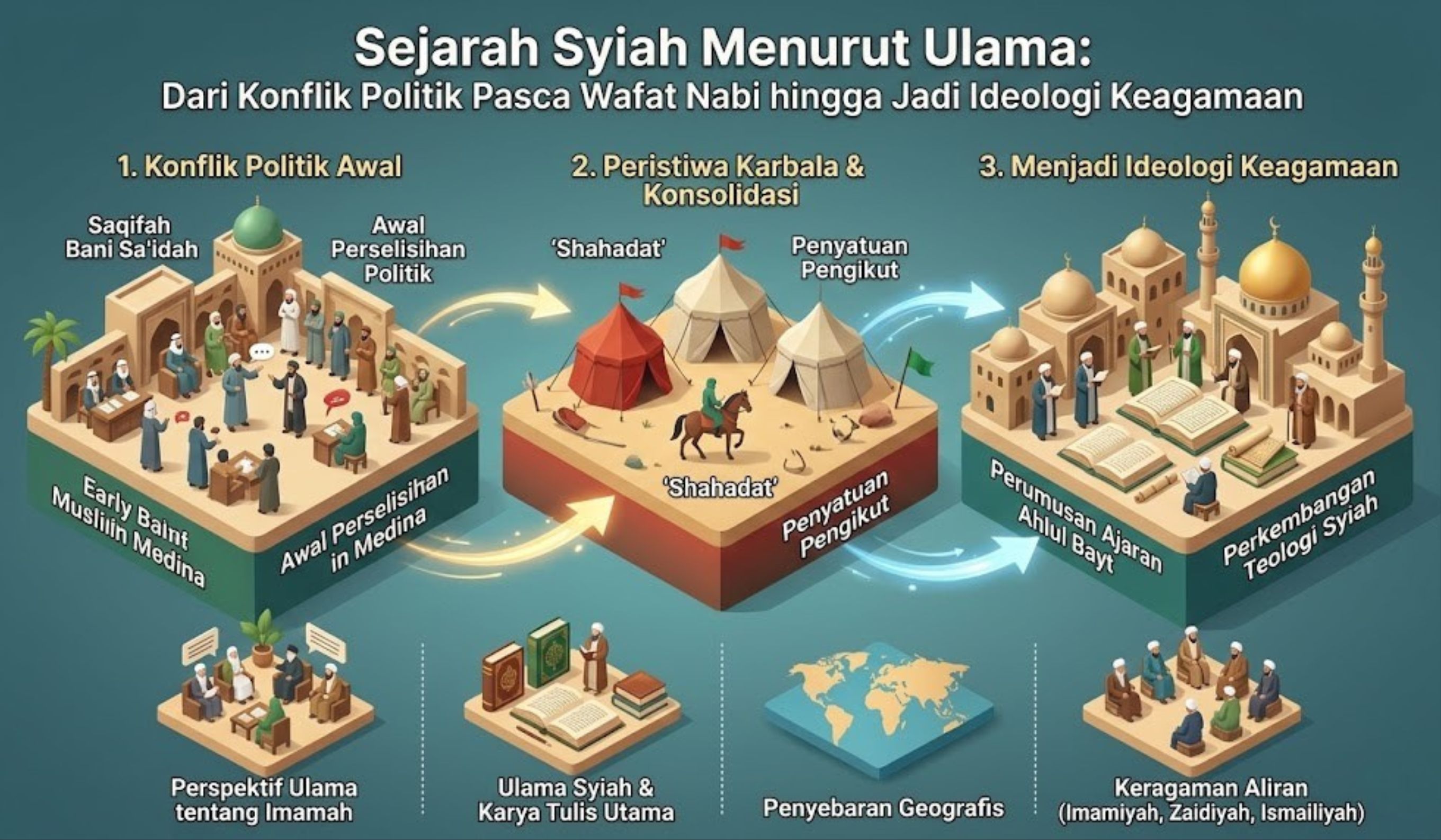 Sejarah Syiah menurut ulama dibahas lengkap, dari konflik politik hingga jadi ideologi imamah 12 imam.