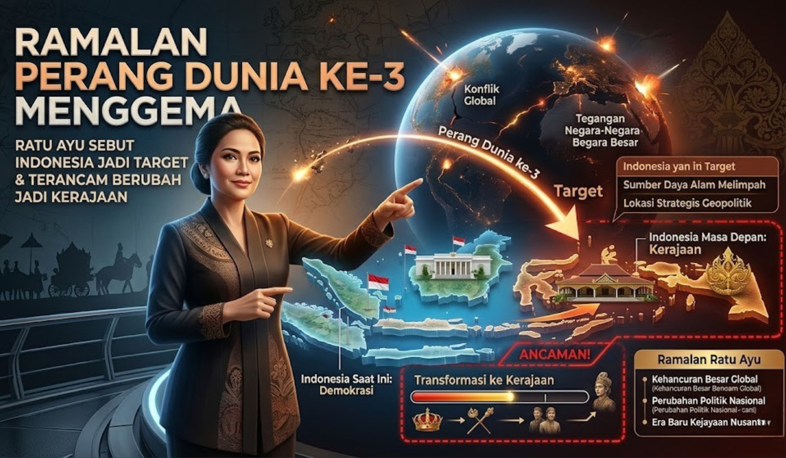 Ramalan Perang Dunia ke 3 kembali viral, Indonesia disebut jadi target dan terancam berubah jadi kerajaan.