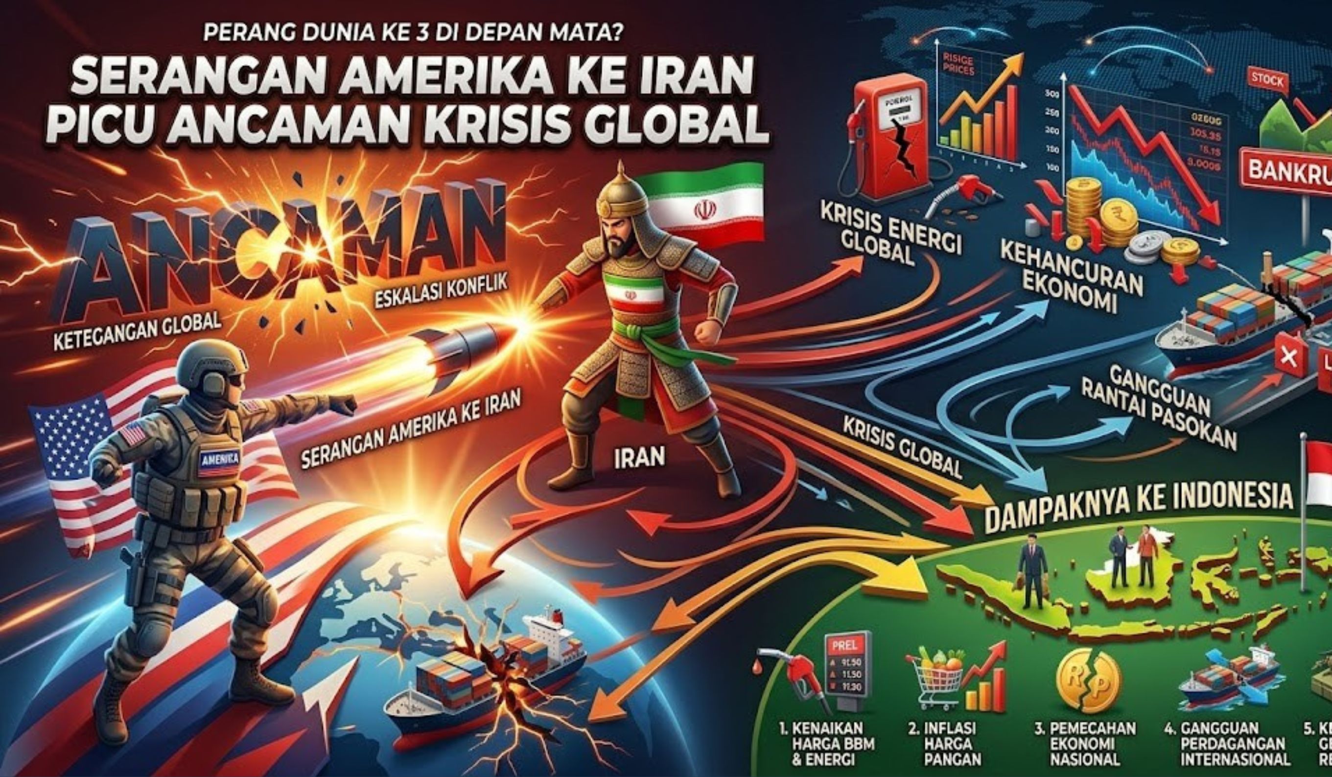 Perang Dunia ke 3 dipicu konflik Amerika-Iran? Simak dampak global dan ancamannya bagi ekonomi Indonesia.