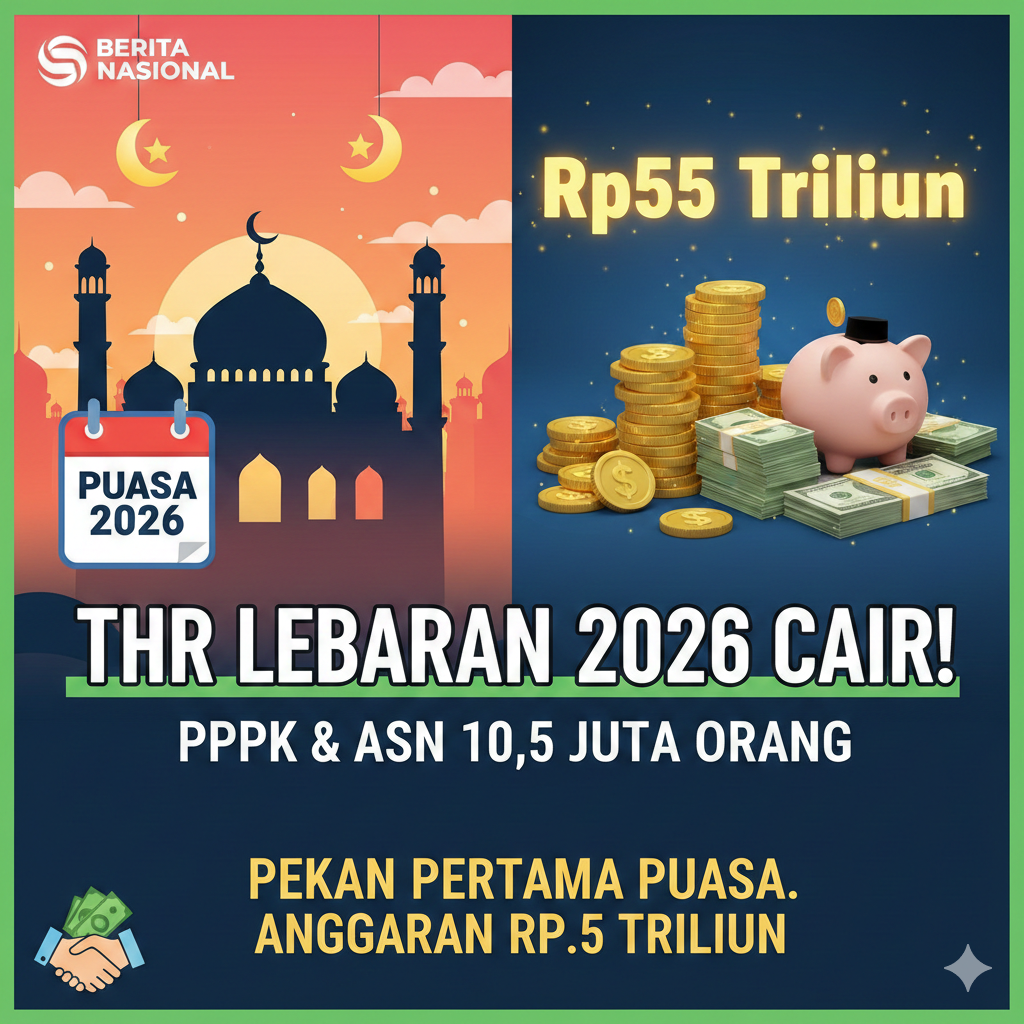 THR Lebaran 2026 cair pekan pertama puasa. (Ilustrasi: Gemini)