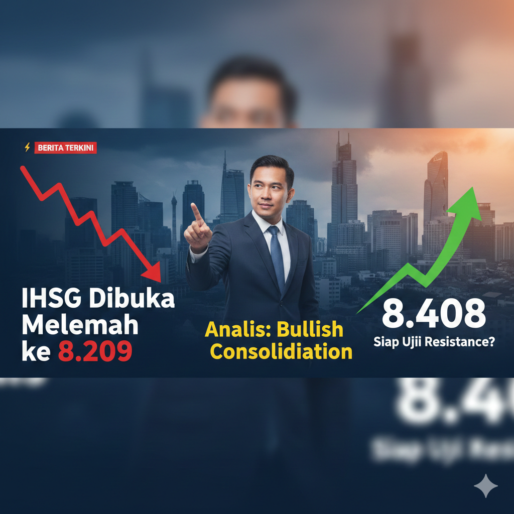 IHSG dibuka melemah ke 8.209. (Ilustrasi: Gemini)