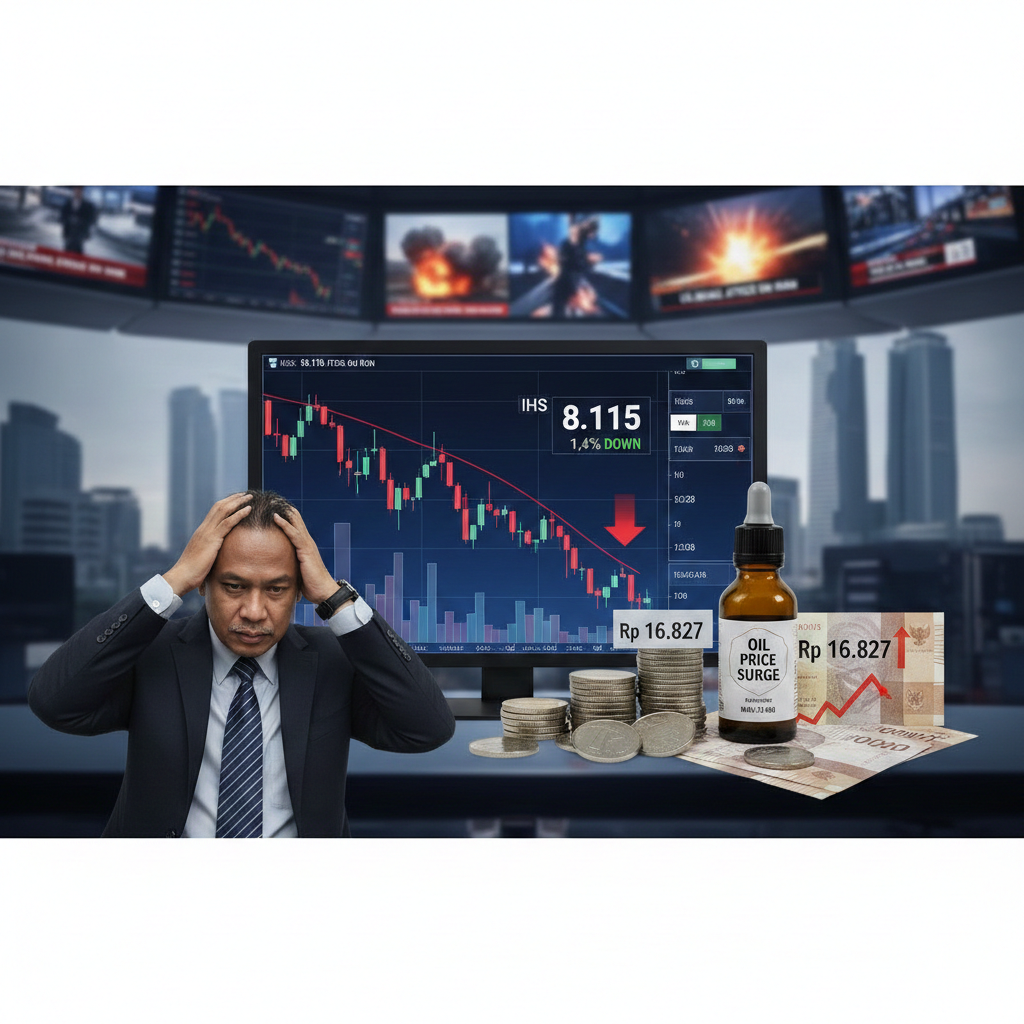IHSG anjlok 1,45% ke 8.115 usai serangan AS-Israel ke Iran. (Ilustrasi: Gemini)