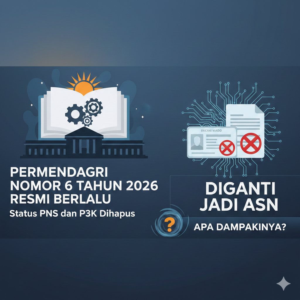 Permendagri Nomor 6 Tahun 2026 hapus status PNS dan P3K di KTP dan KK, diganti ASN. (Ilustrasi: Gemini)