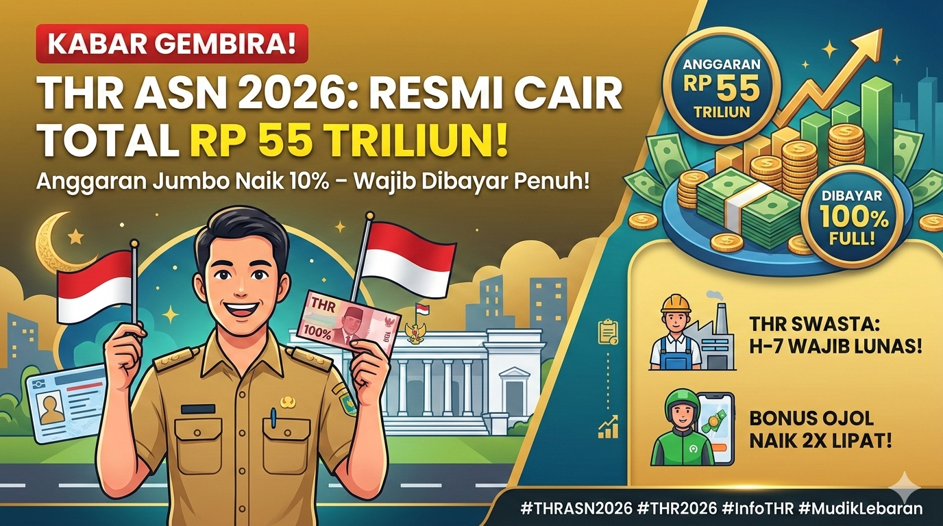 THR ASN 2026 cair mulai 26 Februari dengan anggaran Rp55 triliun. (Ilustrasi: Gemini)