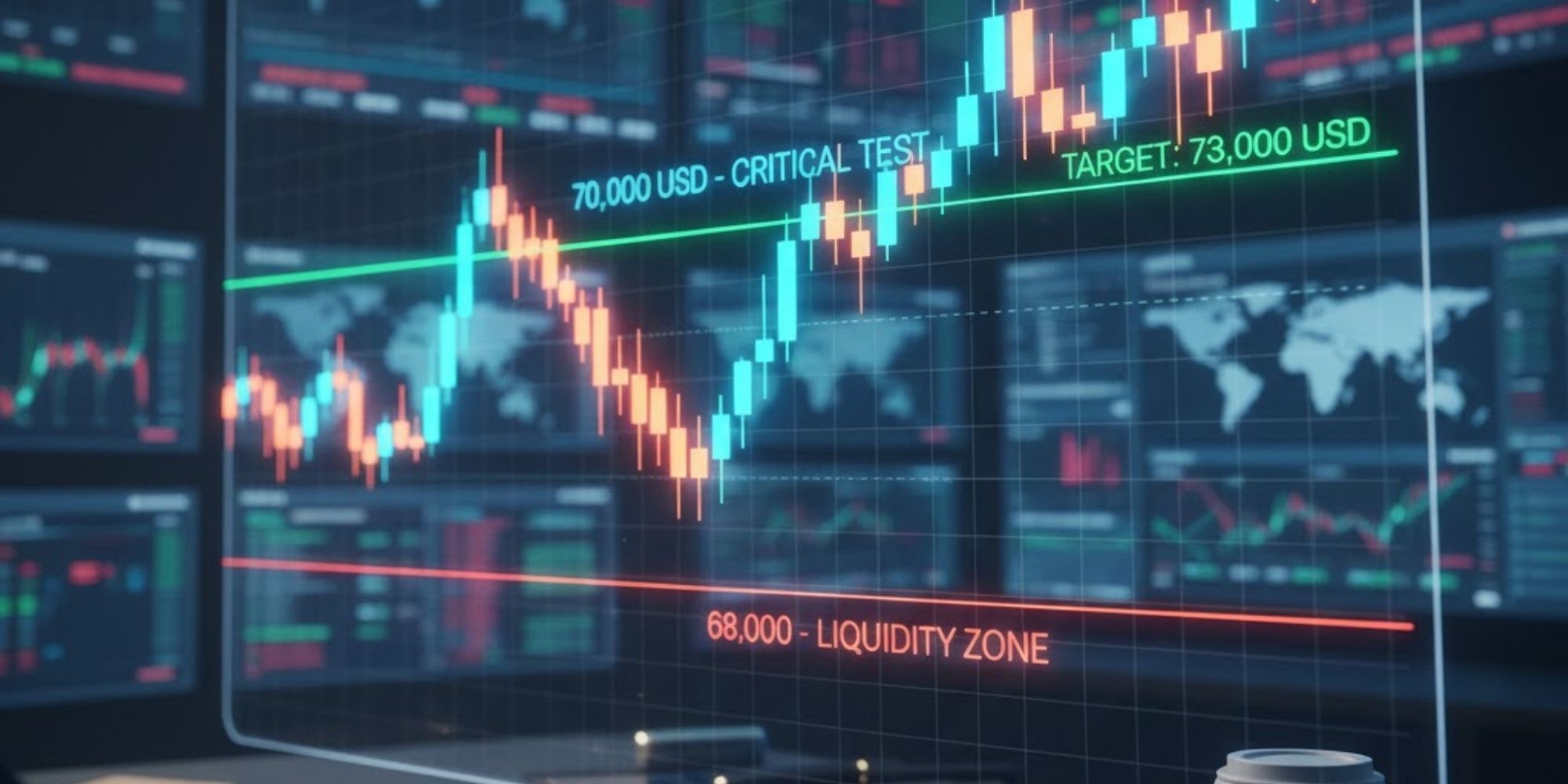 Bitcoin uji 70.000 USD, target 73.000 USD terbuka. Waspada likuiditas 68.000 USD sebelum breakout kuat!