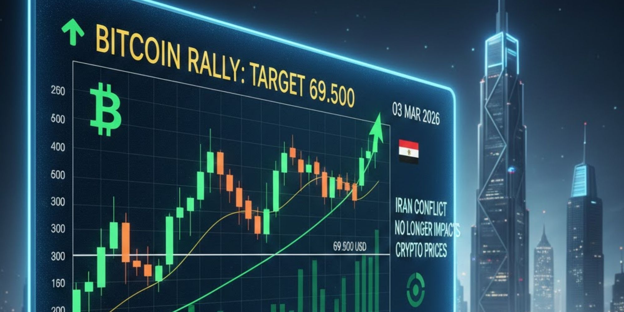 Bitcoin 3 Maret 2026 berpeluang rally jika tembus 69.500. 