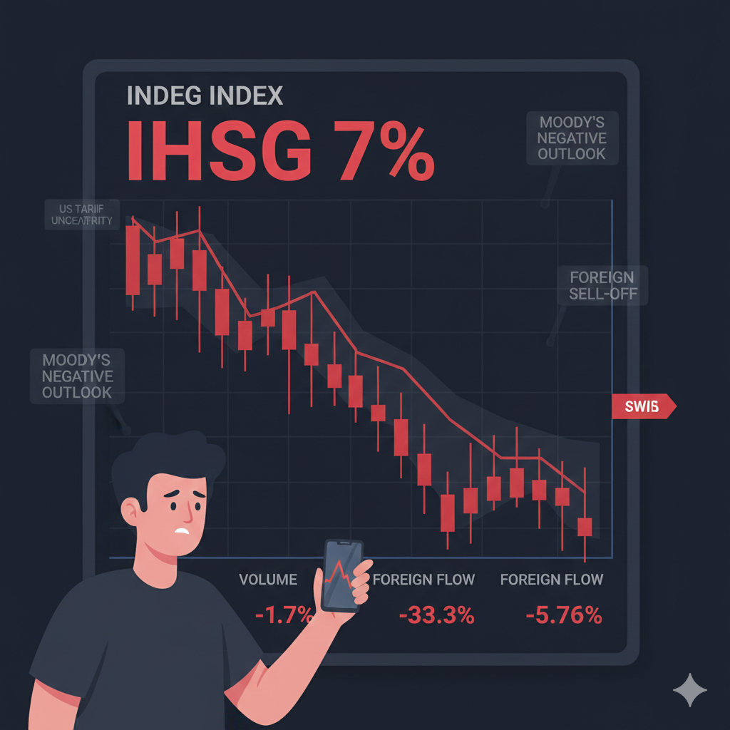 Pergerakan IHSG mengalami tekanan di tengah outlook negatif Moody&rsquo;s, aksi jual investor asing, serta ketidakpastian kebijakan tarif perdagangan Amerika Serikat.